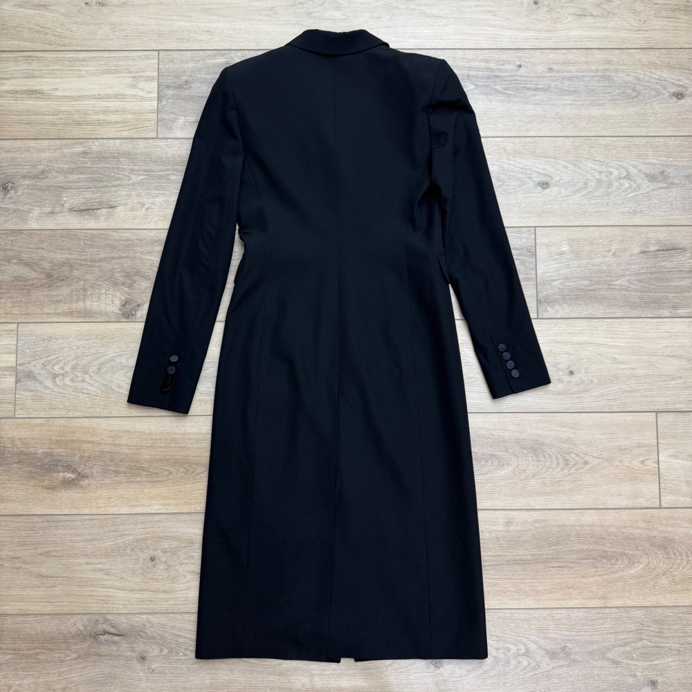 Vintage YSL Rive Gauche Black Wool Silk Long Tuxedo Coat Le Smoking Jacket 36 - Picture 7 of 16